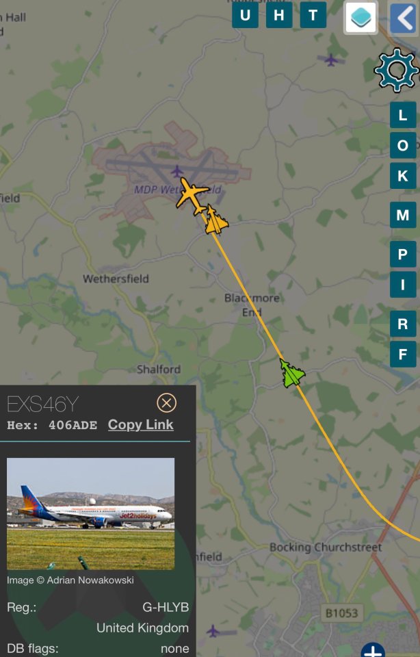 It was intercepted by two Typhoon fighter jets while en route to Manchester