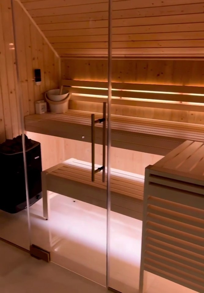 A sauna is among the luxury facilities in the master bathroom