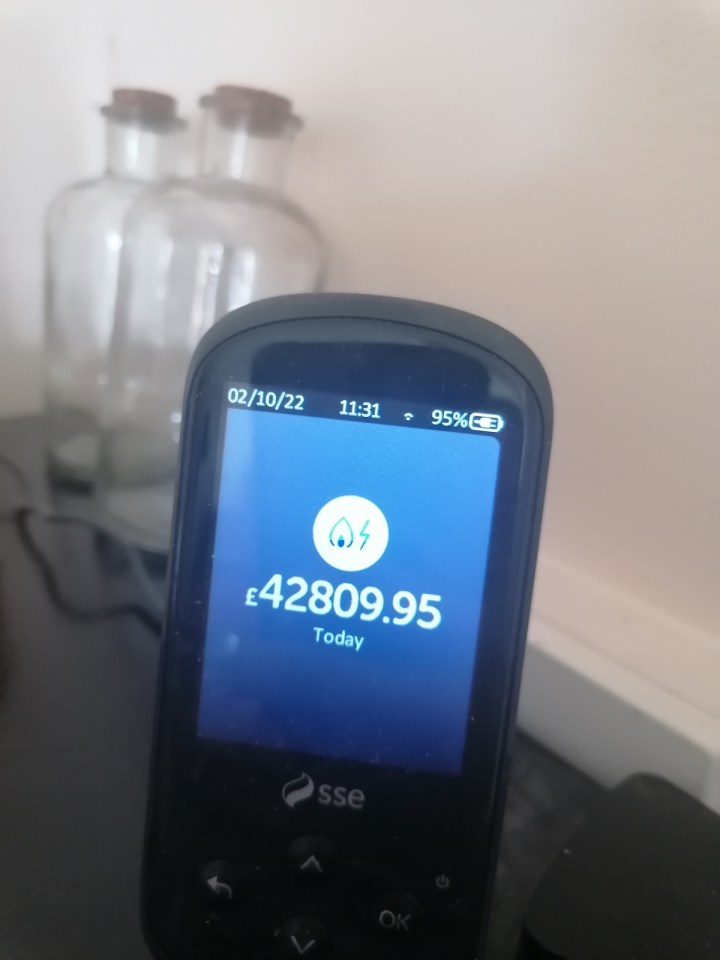 Chloee's SSE smart meter showing the reading of more than £42k in just one day