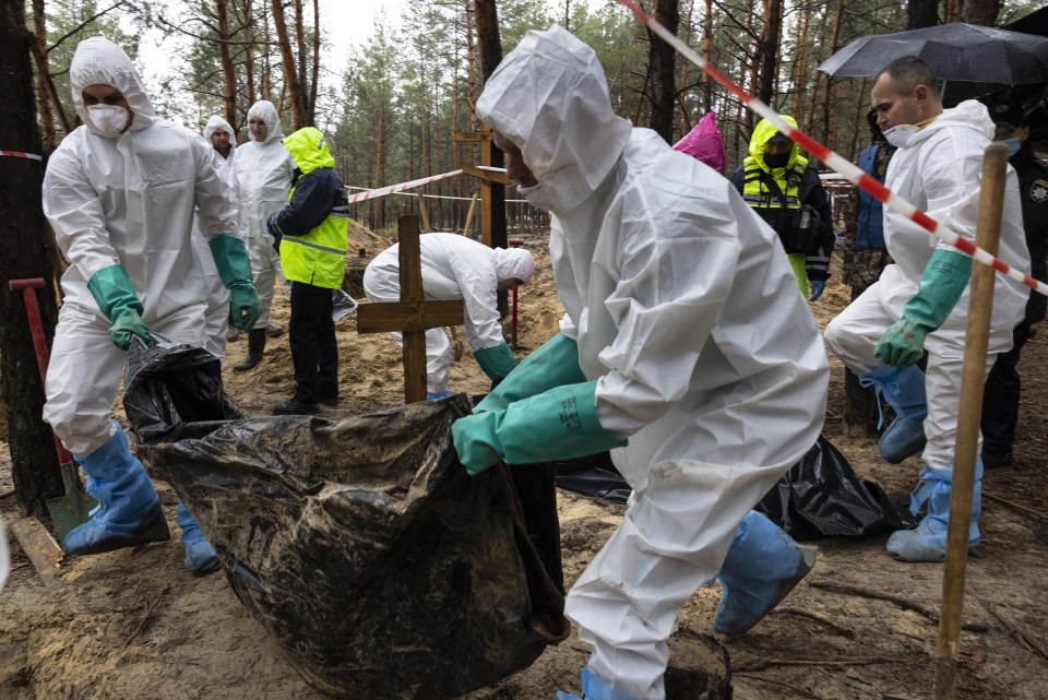 Officials exhumed the corpses with Ukrainian authorities suspecting some victims were tortured and murdered