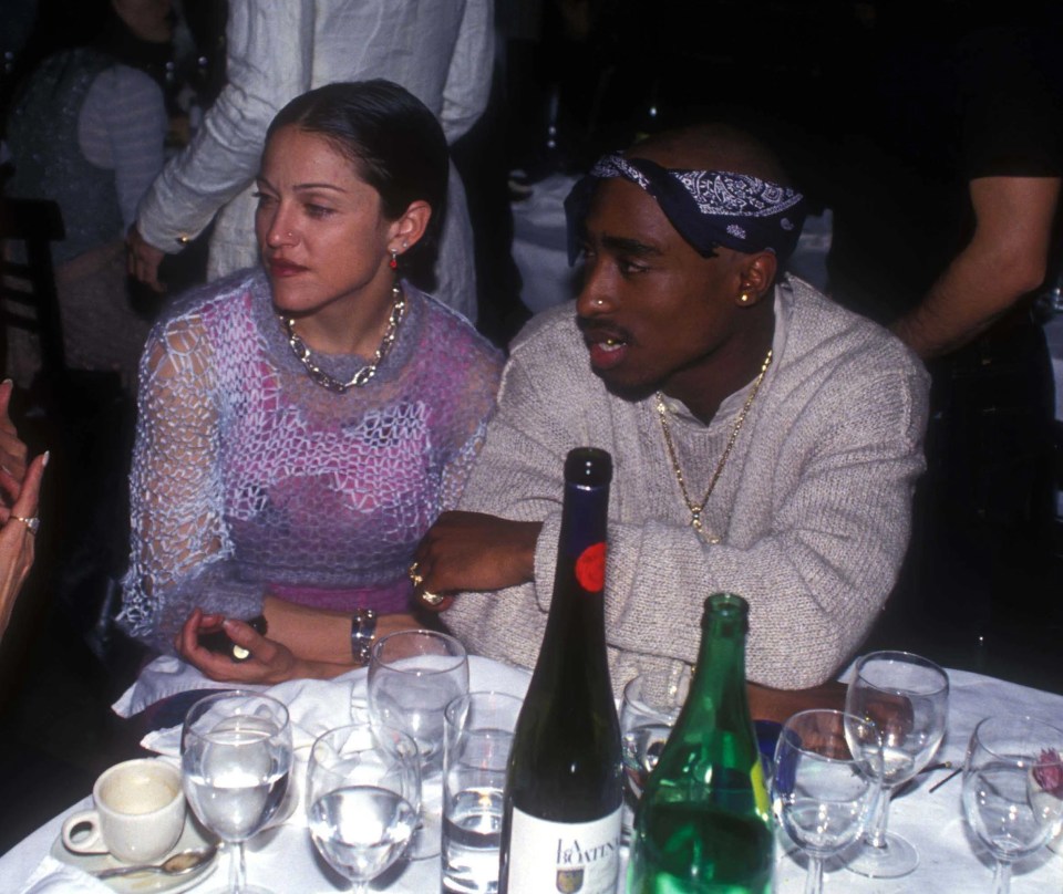 Madonna and Tupac at a party in 1994, just two years before Tupac was shot