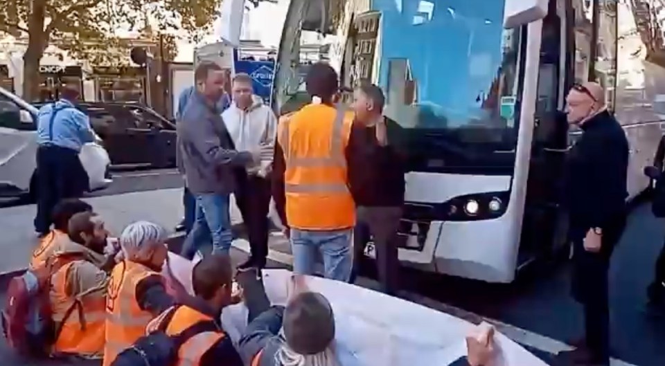 The eco-warriors blocked a road in London yesterday