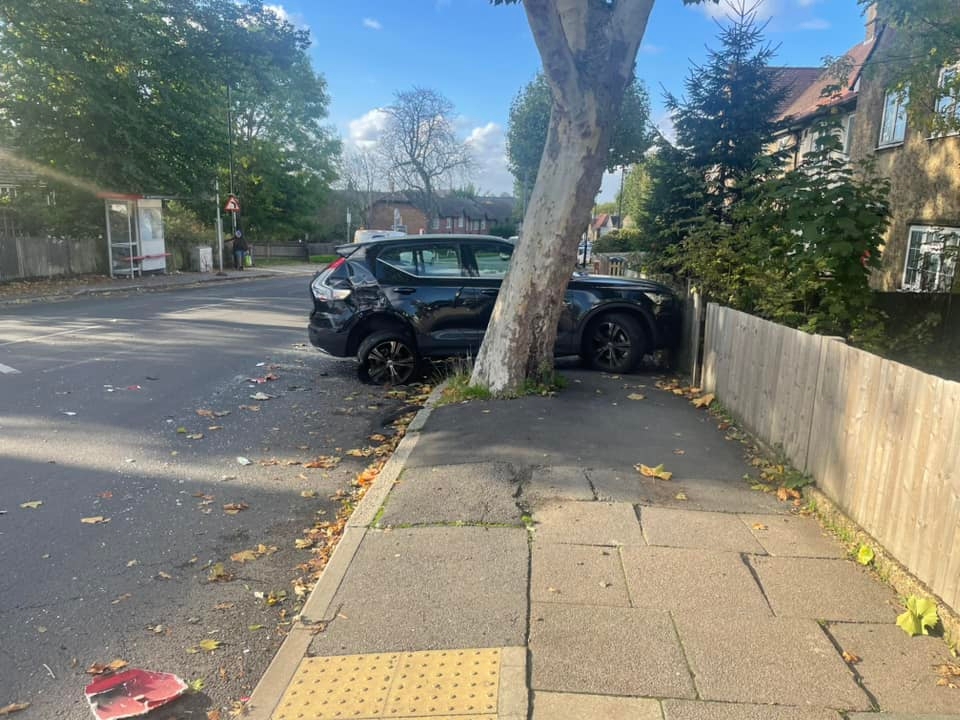 Sienna's parked car was destroyed when a London bus crashed into it and rammed it 20 feet down the road