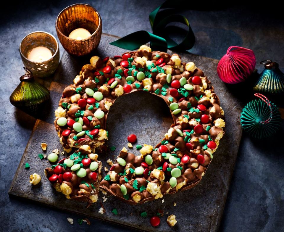 Choc corn wreath - £8, in store now, new this year