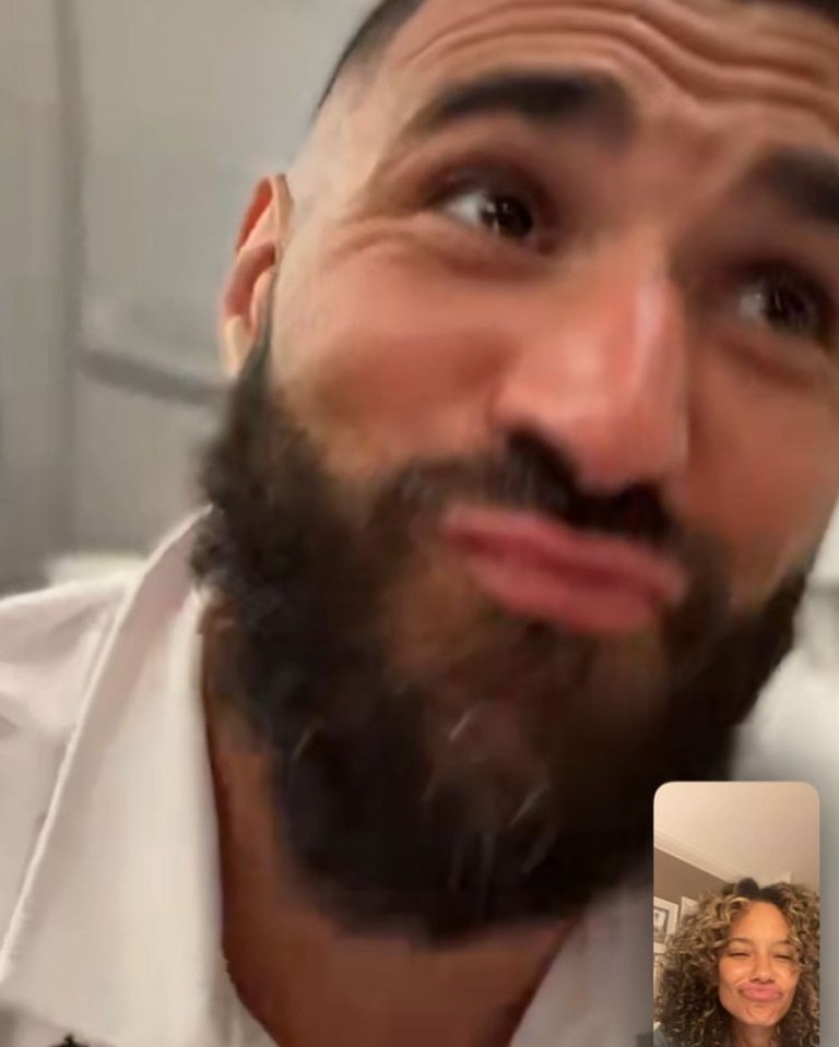 Benzema and Ozuna shared this shot of them having fun in a video call on social media