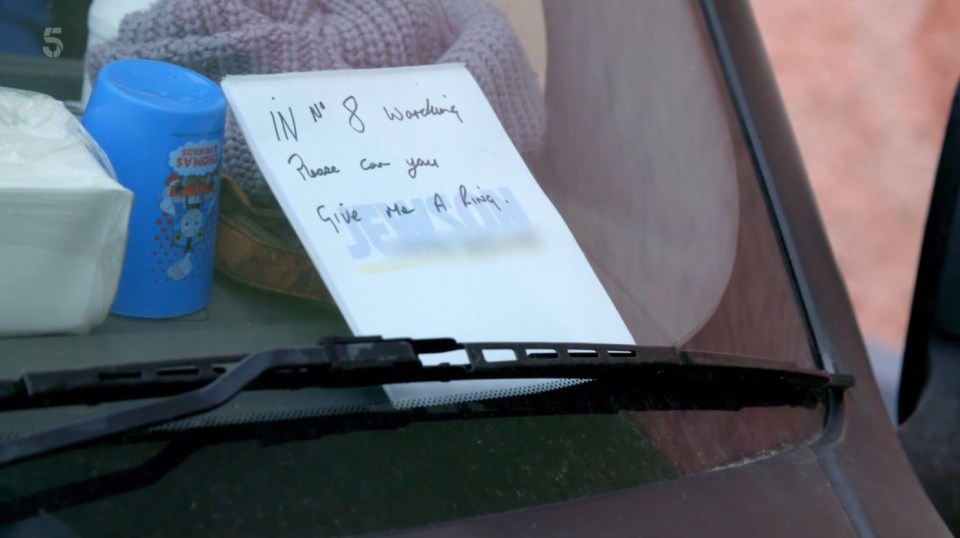 A note left on a van which was parked on double yellow lines asked the parking warden to give him a call