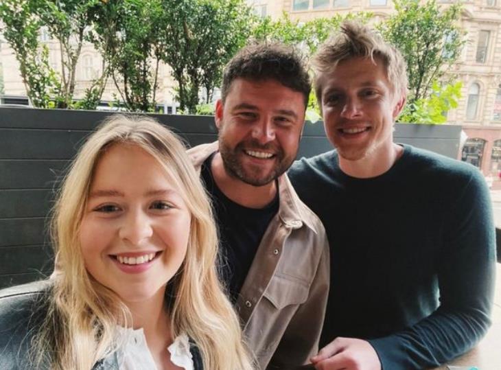 But he was seen on Instagram as Isobel Steele shared a snap with her on-screen brother Danny Miller - and actor Ryan Hawley