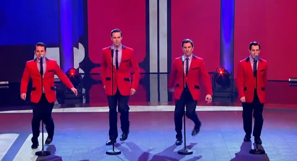 Joe (second right) performed with the cast of Jersey Boys on Let It Shine