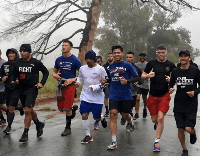 Joshua Frankham on a run with Manny Pacquiao