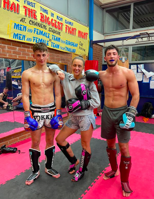 Dakota Ditcheva at her family gym with brother Kacy, right and Cody