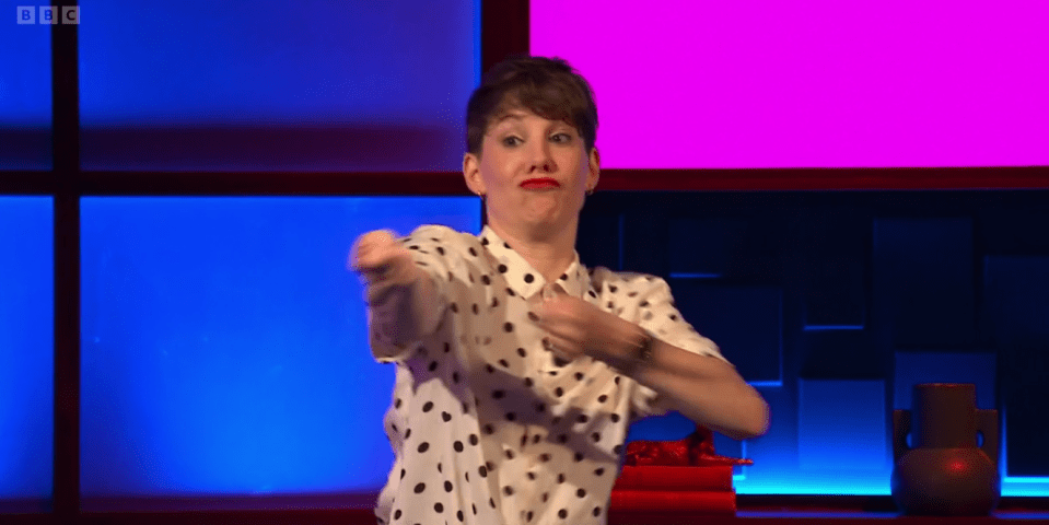 Suzi Ruffell bumbled her way through an awkward mime performance