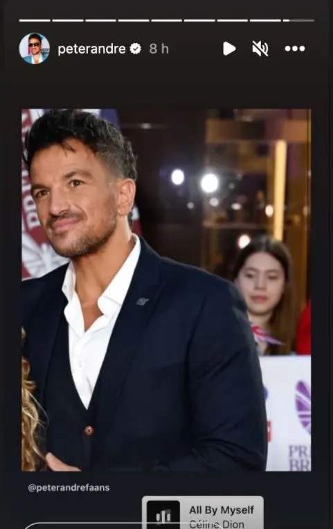 Peter Andre shared a photo of him alone at the Pride of Britain awards