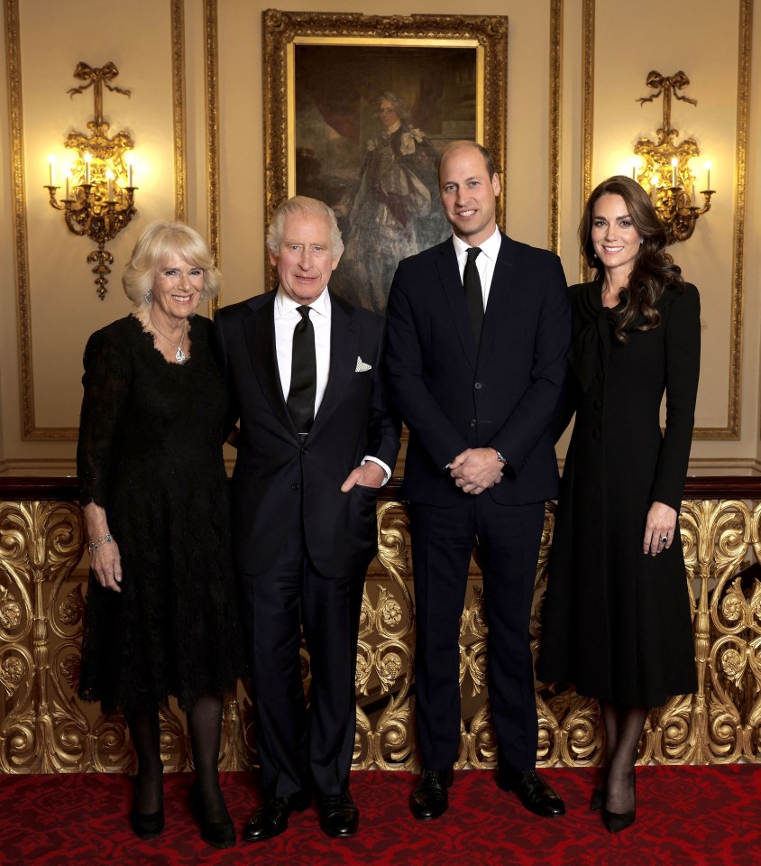 The King – pictured with the Queen and the Prince and Princess of Wales – wants a slimmed-down monarchy