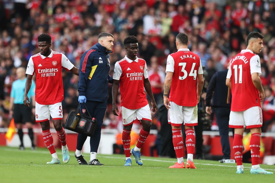 Bukayo Saka was forced off injured in the first-half