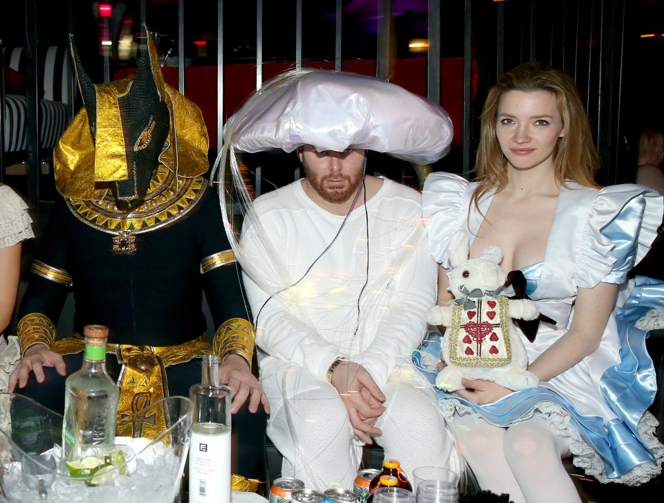 Elon dressed up as an Egyptian god (left) at a Halloween Playboy mansion bash with pal Sean Parker and ex Talulah Riley