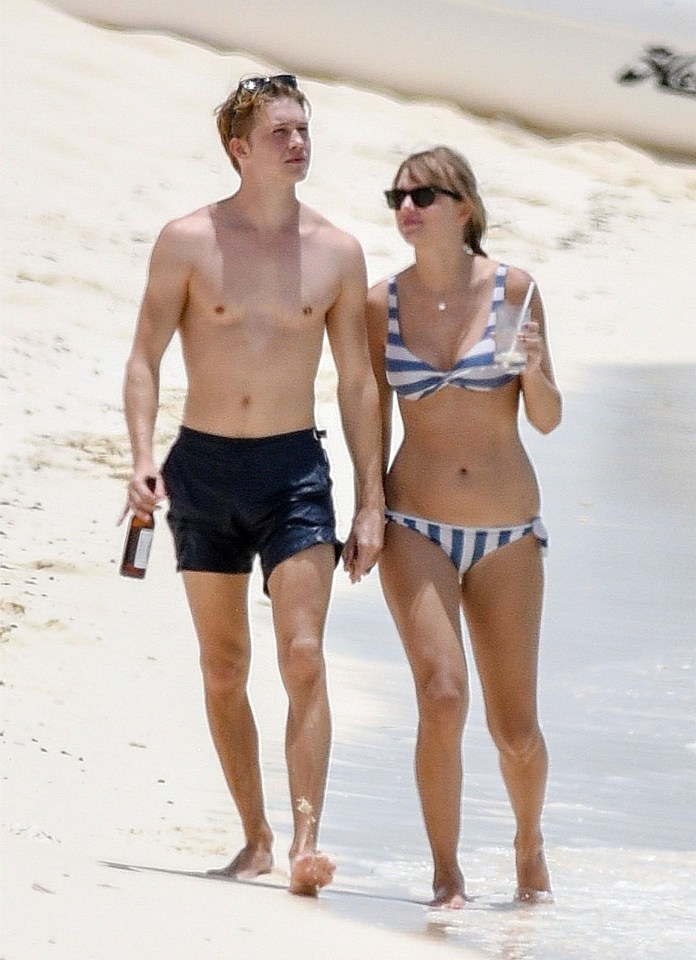 British actor Joe Alwyn with Taylor Swift on holiday in the Turks and Caicos Islands in 2018