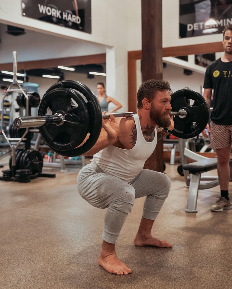 Despite 17 hour days filming, McGregor has still found time to hit the weights