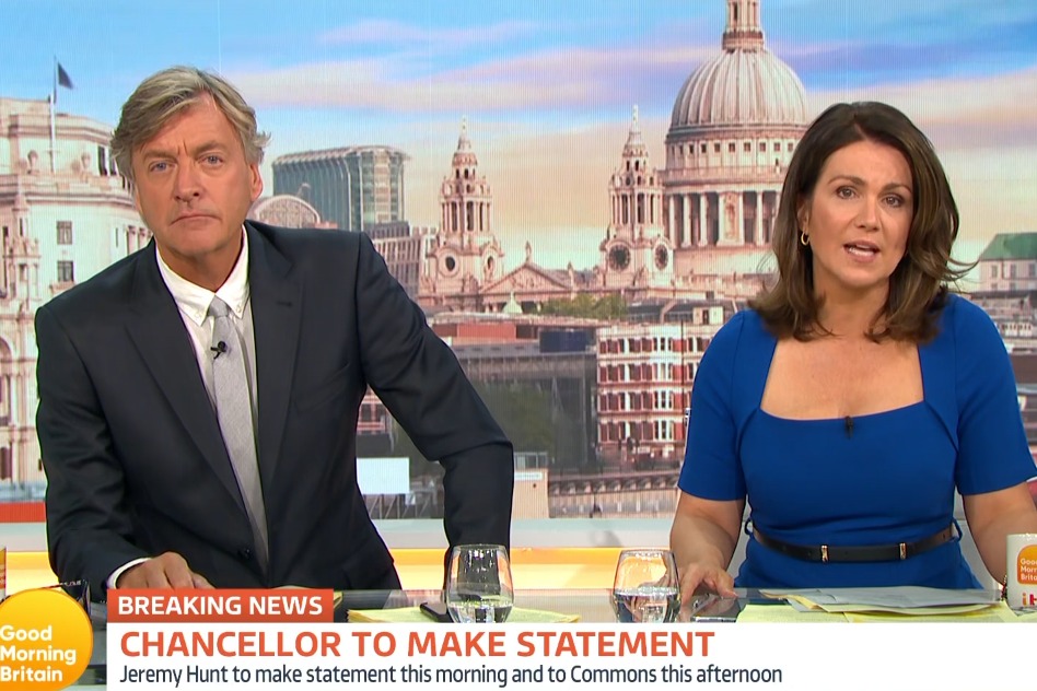 Richard Madeley squirmed today when GMB co-host Susanna Reid showered praise on his replacement Martin Lewis