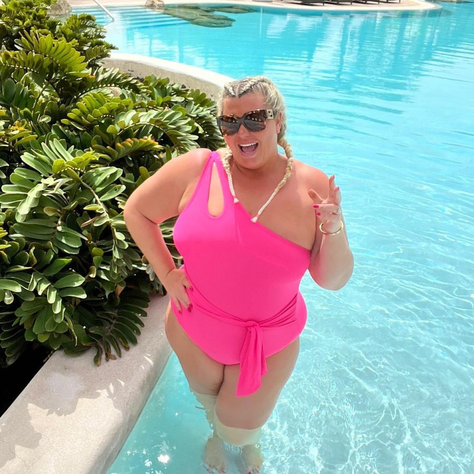 She has shown off her weight loss in a hot pink swimsuit