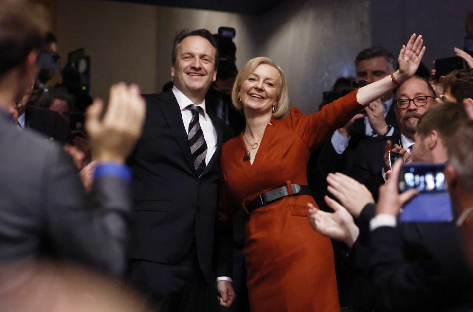 Liz Truss hugged her husband Hugh O’Leary after finishing her big speech