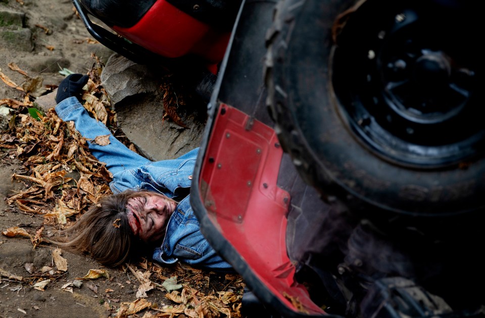 The accident saw a quadbike land on top and crush her