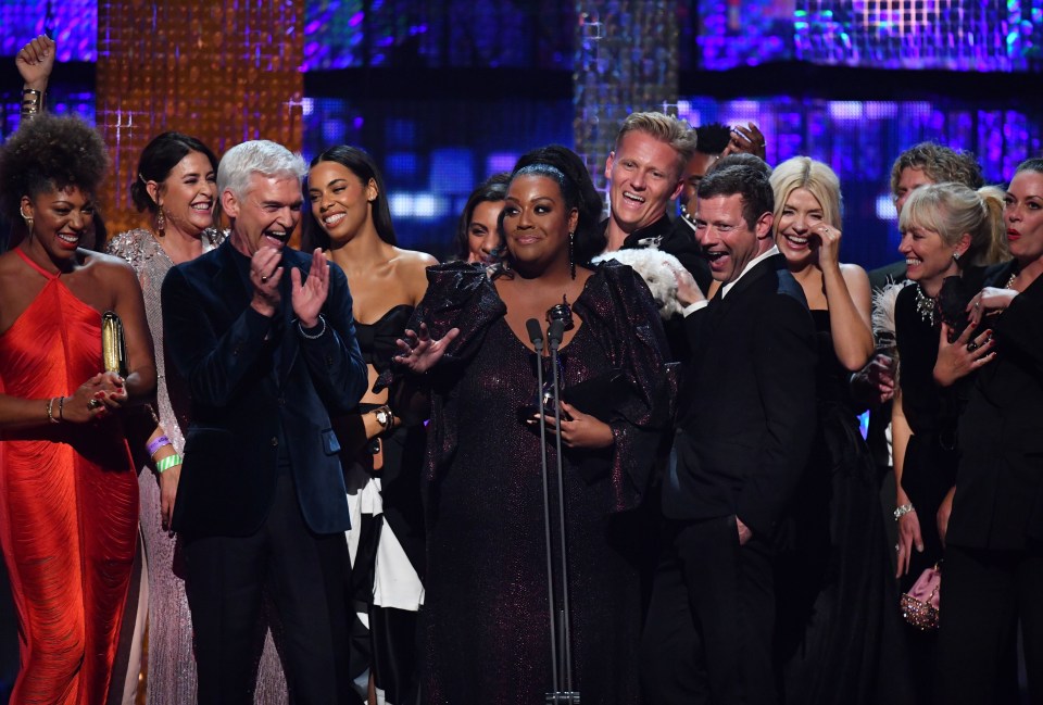 Alison with Phillip Schofield Holly Willoughby and 'work husband' Dermot O’Leary National Television Awards