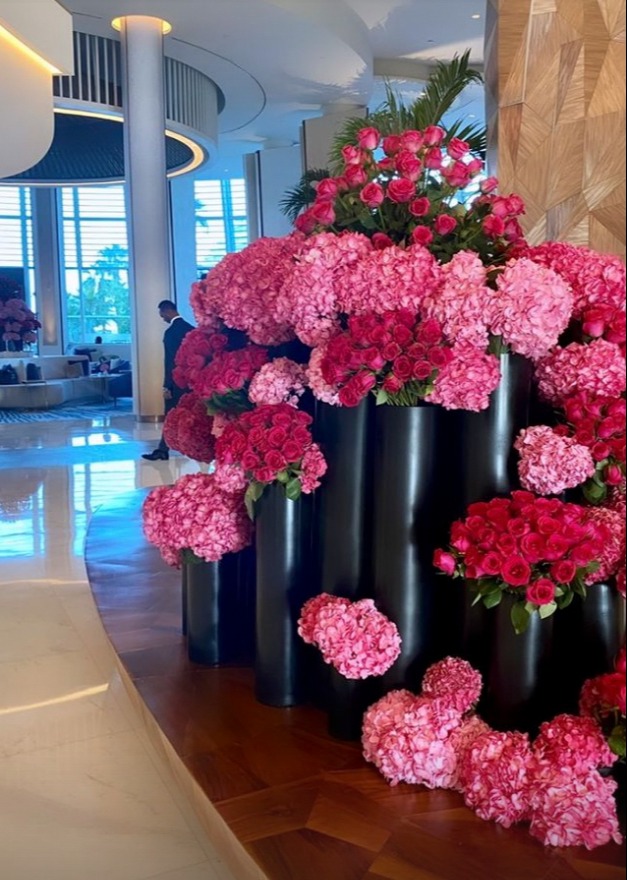 The hotel was awash with beautiful florals