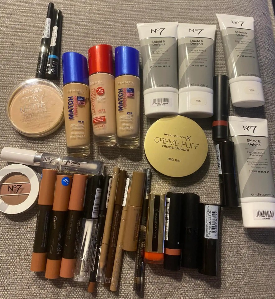 A shopper claims that she managed to bag this haul of makeup for just 10p an Item