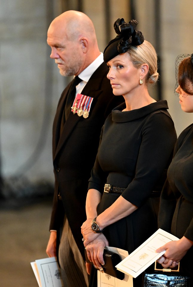 Mike and Zara at Queen Elizabeth’s coffin procession from Buckingham Palace to Westminster Hall