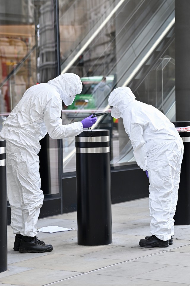 Forensic officers comb for clues in Bishopsgate