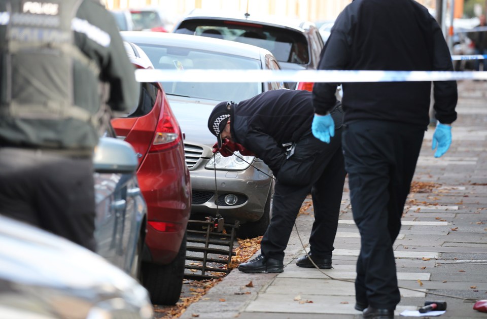 Police officers on the scene after the incident