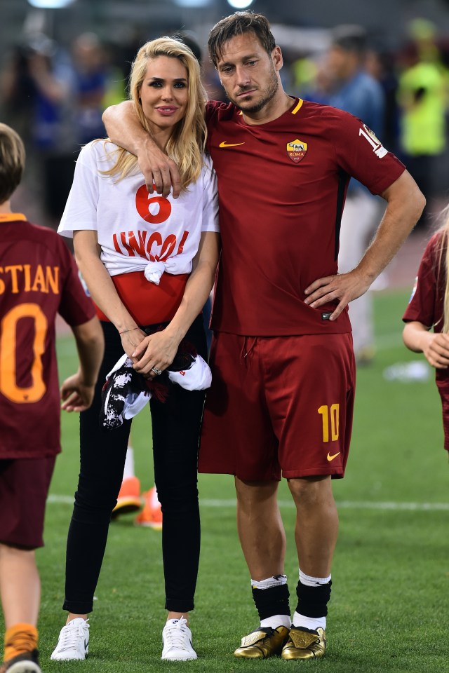 Roma legend Totti with Ilary in happier times