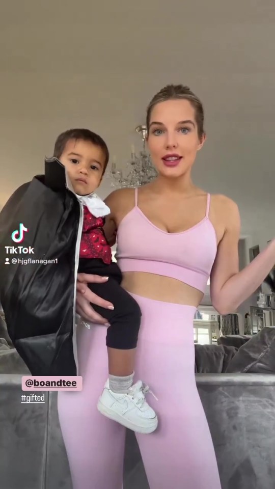 Helen Flanagan wowed in a crop top as she filmed a funny TikTok video with her kids