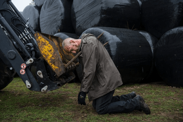 Sam was impaled on an upturned digger