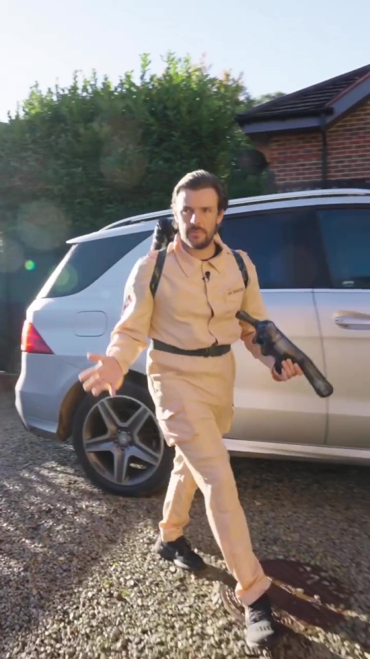 Nathan Massey dressed up as a Ghostbuster as he gave a look into his family home