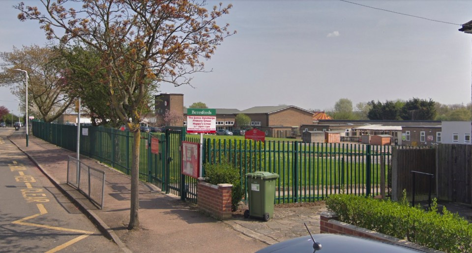 James Oglethorpe Primary School in Cranham, Essex where parents have been warned they face fines for parking outside