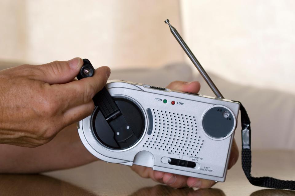 A wind-up portable radio is an essential piece of kit