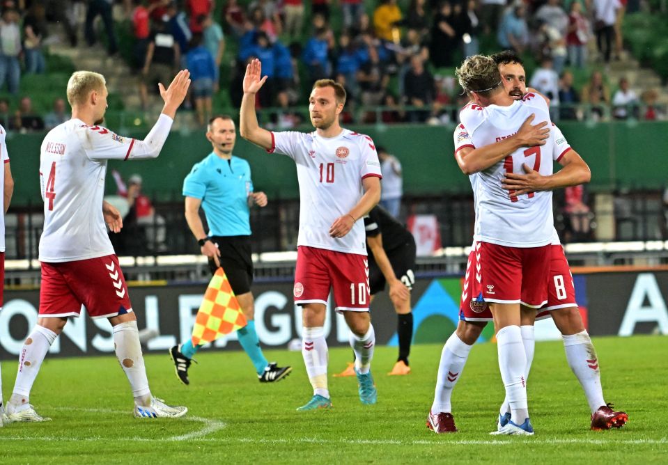 Victor Nelsson, left, plays alongside Christian Eriksen for Denmark