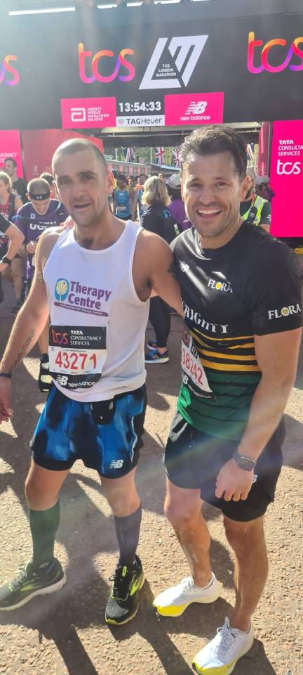 Leon Swift says he had no idea who Mark Wright was when he helped the ex-Towie star over the London Marathon finish line