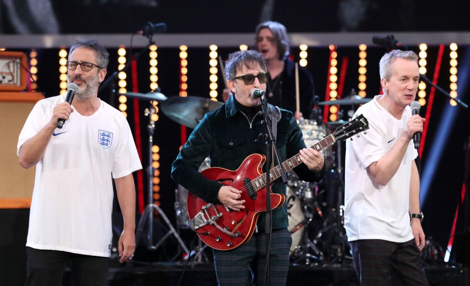 Lightning Seeds singer Ian Broudie (centre) has teased a re-release of the iconic Three Lions song