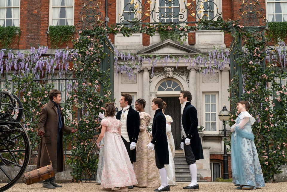 The Bridgerton actors are seen in character outside Ranger's House