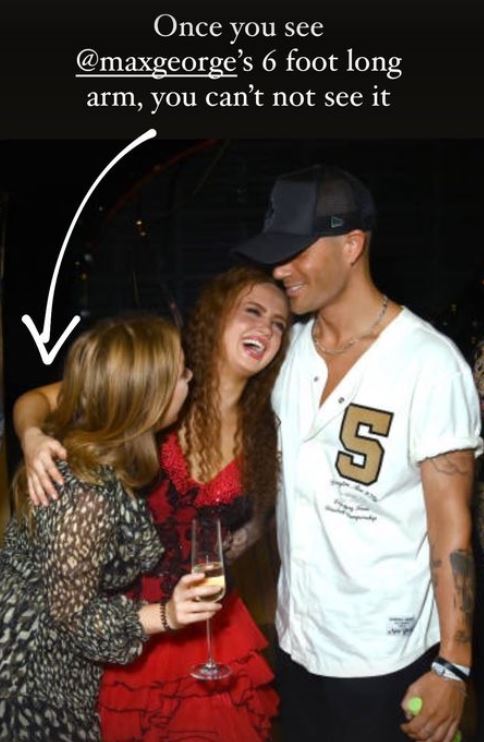 Maisie Smith posted about Max George's 'super long' arm