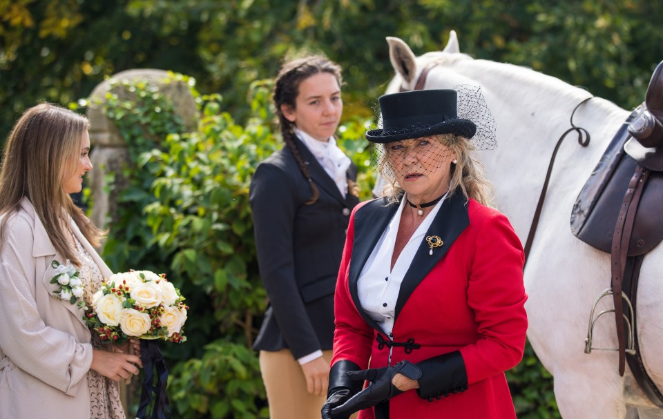 Claire King revealed a nasty reaction to filming on her horse