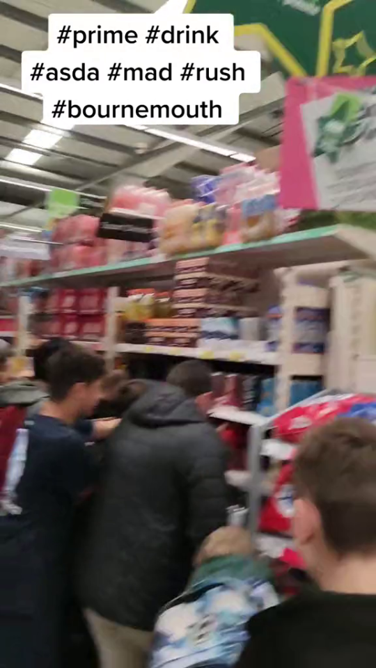 Footage has emerged showing youngsters storming one Asda before 10am as they try to buy a £1.50 energy drink