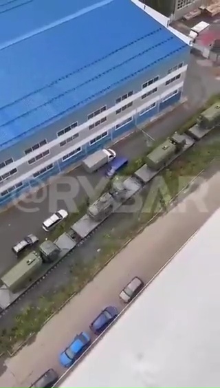 A supply train was filmed moving through a town in central Russia, possibly in a 'signal to the West'