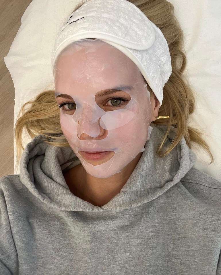 Nadine Leopold posted this snap of herself in a Skincycles Hydrating Bio-Cellulose mask