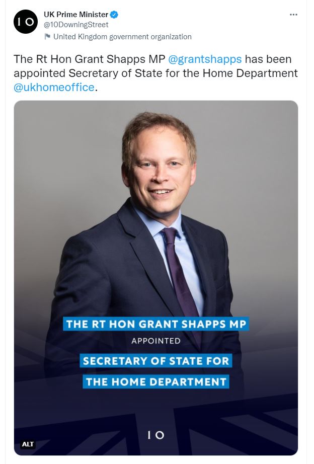 He was announced as the new Home Secretary this evening