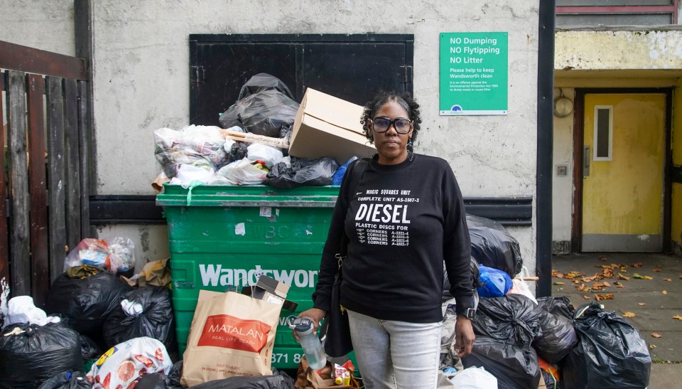 Andria says the rubbish pictured here is a ‘good day’ – with refuse severely worse at other times