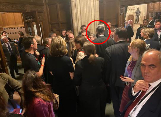 A photo taken by Labour MP Chris Bryant allegedly shows MPs being harassed by a gang led by Deputy PM Theresa Coffey and Business Secretary Jacob Rees-Mogg in the division lobby