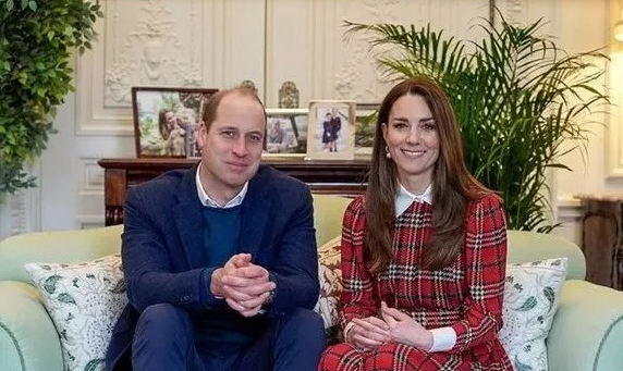 The Prince and Princess of Wales in a sitting room at Anmer Hall